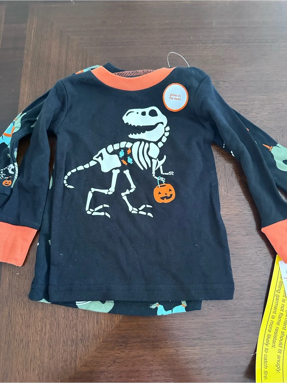 Halloween Carter's Orange and Black Striped Pajama Bottoms Dinos